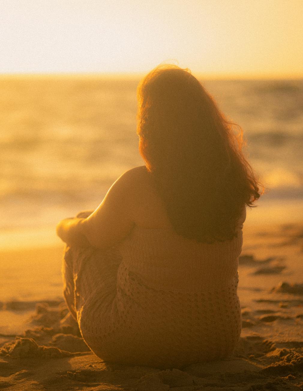 serene sunset silhouette on the beach